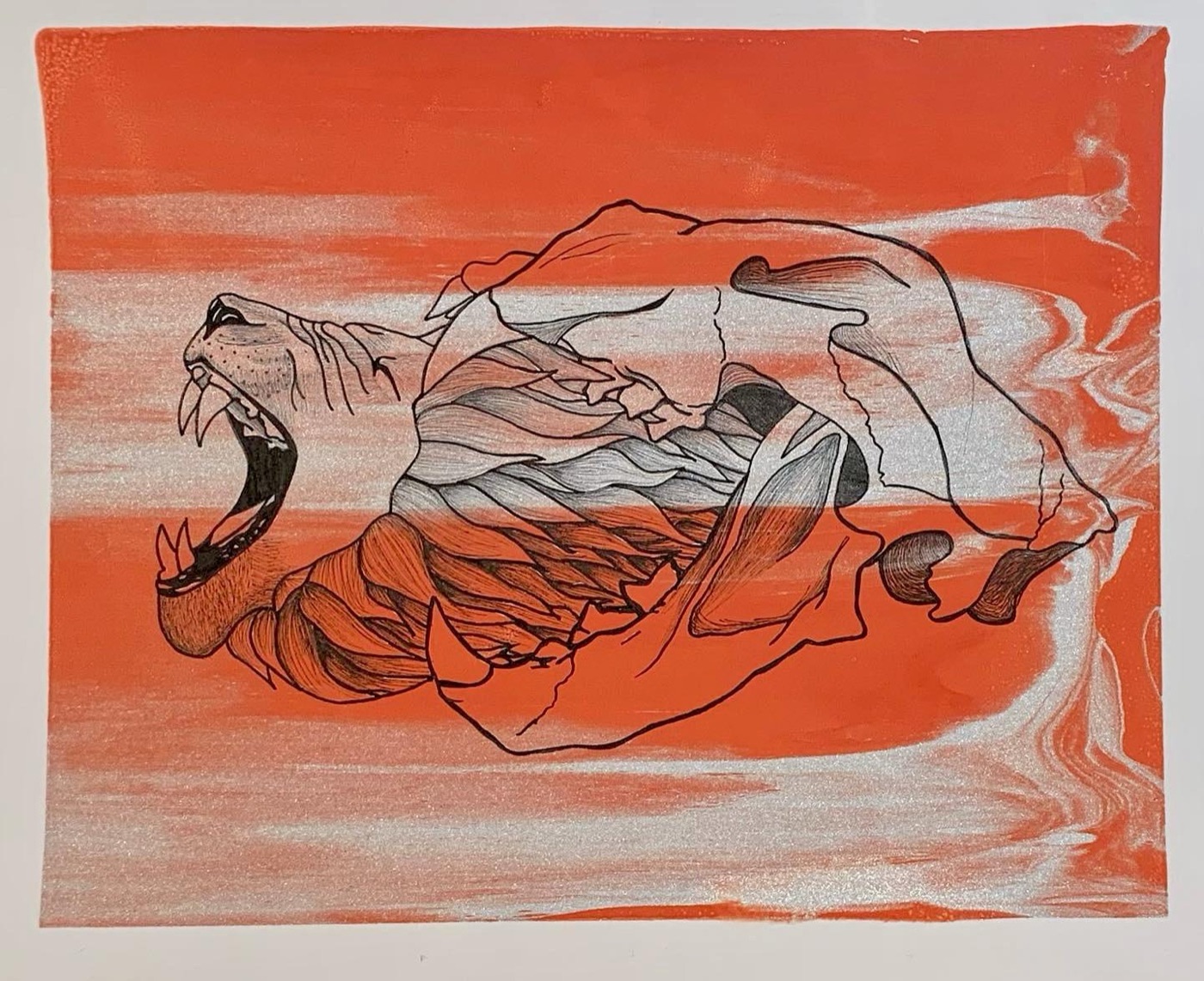 Resurrection: Death to Life, a screen print of a roaring lion